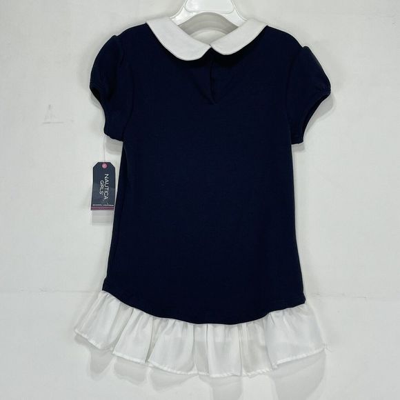 Nautica Girls Shirt Dress Size 7 Small Petite Navy Blue And White - Picture 14 of 14